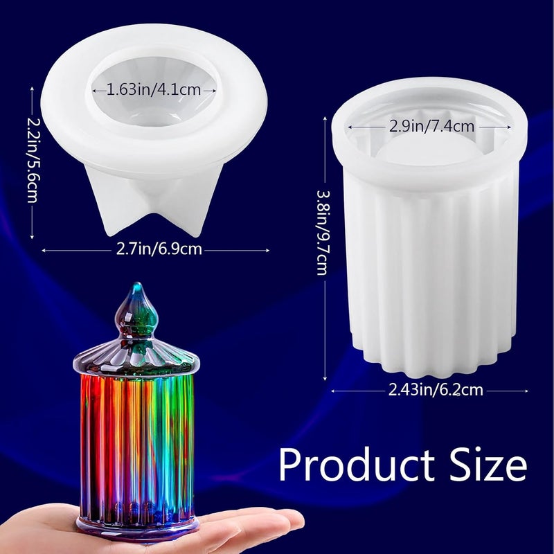 Dacies Jar Resin Molds Silicone with Lid Jewelry Storage Box Epoxy Resin Casting Mold for DIY Candle Vessels Pen Holder Cement Mould Cool Vintage Craft Making Candy Container Concrete Moulds Home Decoration - Image 2